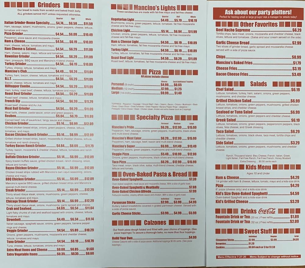 Mancino's of Glasgow Menu image 1