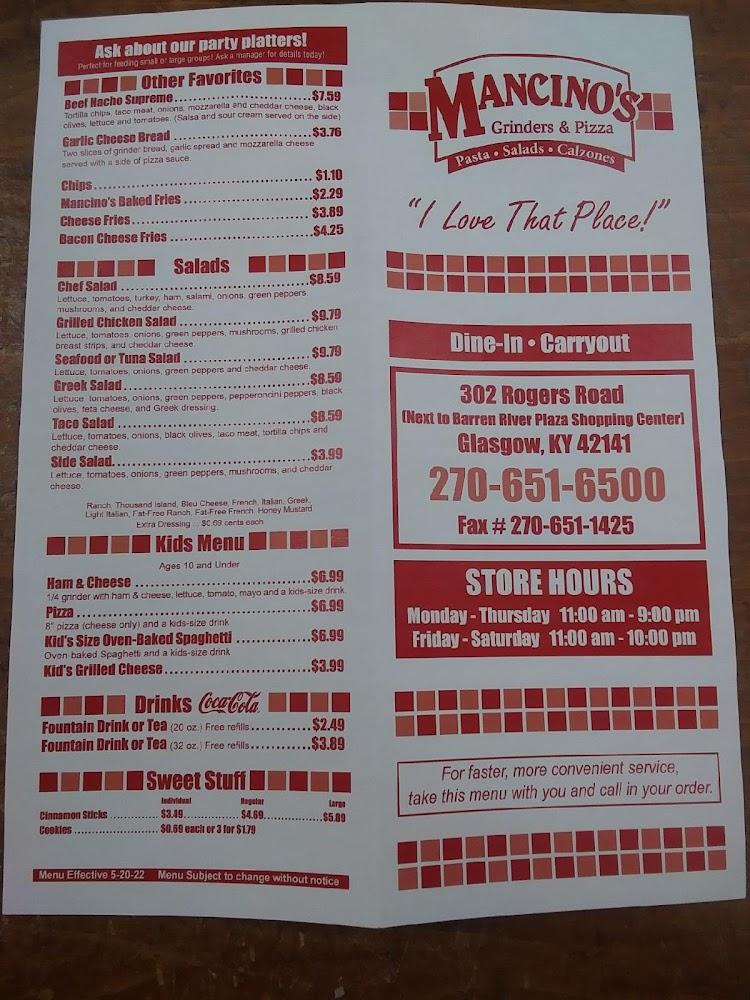 Mancino's of Glasgow Menu image 3